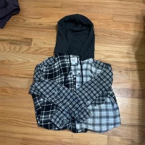 Cropped American eagle flannel with hood